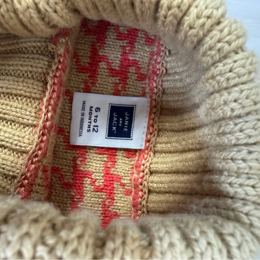 Janie and Jack Beige and Coral Knit Sweater Cape. Size 6-12 Months. Great Cond.